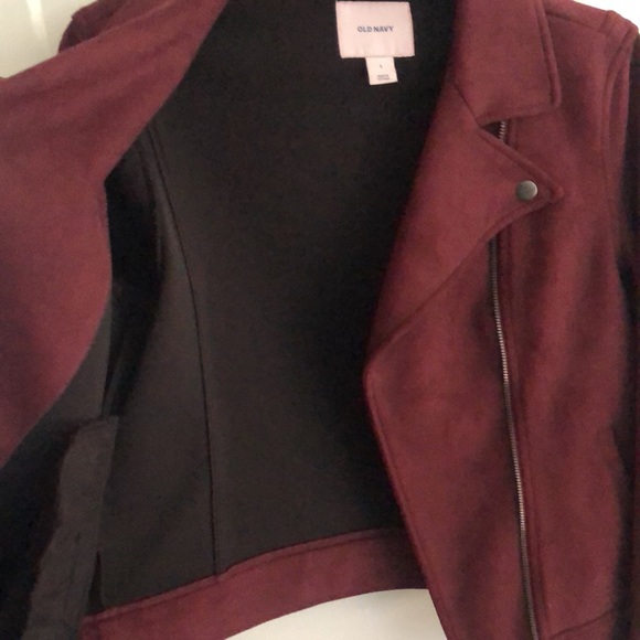 Faux suede burgundy moto jacket size small - Picture 9 of 9